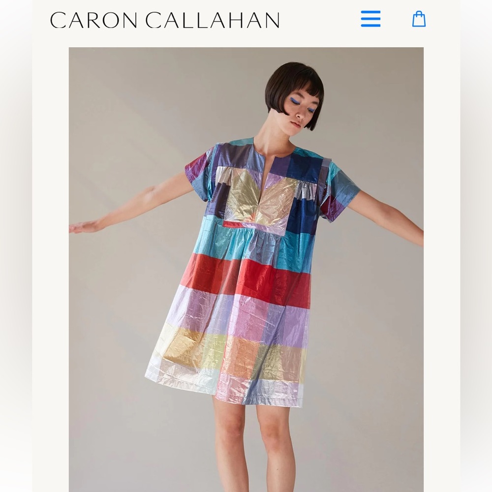 NWT Caron Callahan Gloria metallic plaid lamé dress, medium